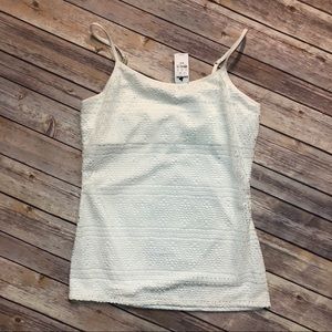 Express Lacey Overlay Tank Top in Creme White